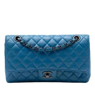 Chanel Pre-owned Vintage Double Flap Schoudertas - Dames - Pre-owned - Blauw - Maat: ONE Size Leer