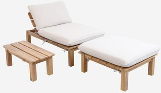 Sweeek Conjunto Tumbona Modular De Madera De Acacia Con M&uacute;ltiples Posiciones Y Mesa