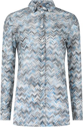 M Missoni Sheer Chevron Print Button-Up Shirt