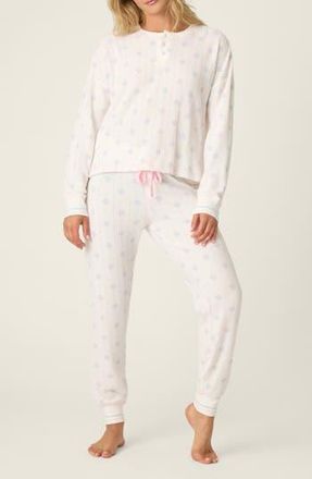 PJ Salvage Brushed Thermal Knit Pajamas in Ivory at Nordstrom Rack, Size X-Small