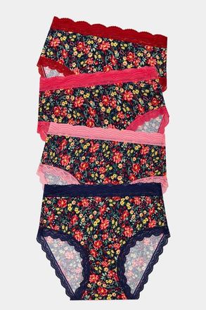 Stripe and Stare High Rise Knicker Four Pack in Cherry Bloom at Nordstrom, Size X-Small Uk