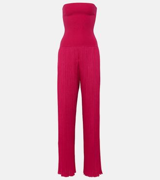 Alaia Alaïa Strapless pleated knitted jumpsuit