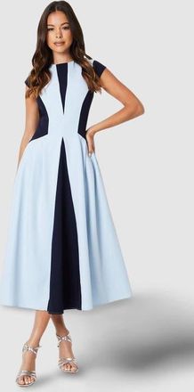 Coast Crepe Color Block Midi Dress in Pale Blue at Nordstrom, Size 10