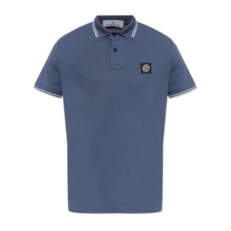 Stone Island Polo Shirt met Logopatch - Heren - Polos - Blauw - 2XL - Katoen - Tops
