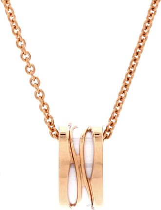 Bulgari B. Zero1 Design Legend Zaha Hadid Pendant Necklace 18K Rose Gold with Ceramic