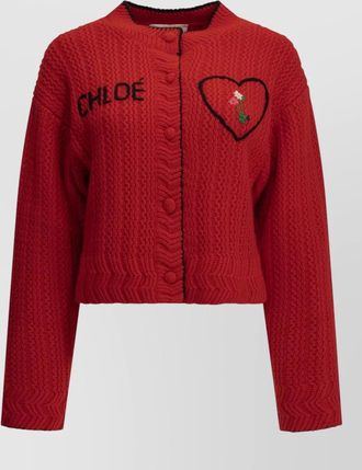Chlo&eacute; cashmere wool thick-knit cropped cardigan