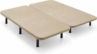 HOGAR 24 Hogar24 - Base Tapizada Con Tejido 3d Color Beige Y V&aacute;lvulas De Transpiraci&oacute;n + 12 Patas Cilindricas 25 Cm, 160x200 Cm