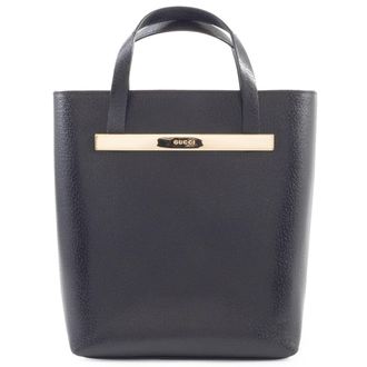 Gucci Black Leather Handbag Tote Bag (Pre-Owned)