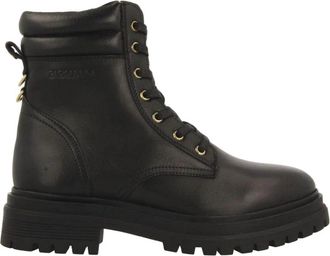 Gioseppo Zwarte leren militaire stijl laarzen - Dames - Veterlaarzen - Zwart - 40 EU - Leer - Schoenen