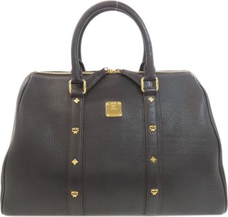 MCM Mcm Black Leather Boston Bag (Pre-Owned)