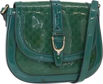 Gucci Pre-owned Cross Body Bags, female, Green, Size: ONE SIZE Pre-owned Vintage Enamel Micro GG Shoulder Bag
