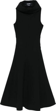Jacquemus Elegante Zwarte Jurk Aw 25 - Dames - Casual kleedjes - Zwart - 2XS - Polyester - Kleedjes