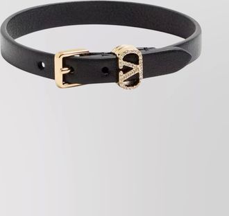 Valentino Garavani leather ovalette bracelet gold-tone buckle