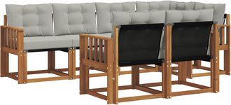 vidaXL Conjunto De Sof&aacute;s De Exterior 7 Uds. Natural Y Gris Claro Vidaxl