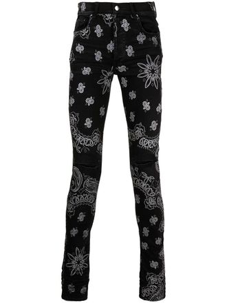 Amiri Flocked Bandana Skinny Jeans Black - men - Cotton - 36