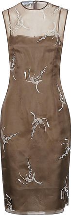 Prada Vestido de seda bordado de Prada