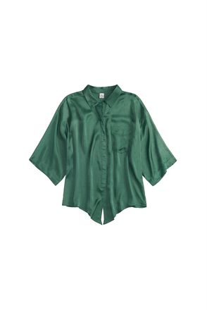 Corey Lynn Calter Womens Greenwich Shirt Top In Fir Fir