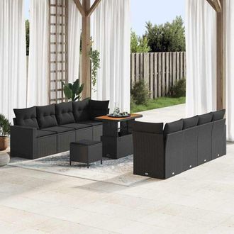 vidaXL Vidaxl - Conjunto De Sof&aacute; De Jard&iacute;n 11 Pcs Negro 90 X 55 X 71 Cm