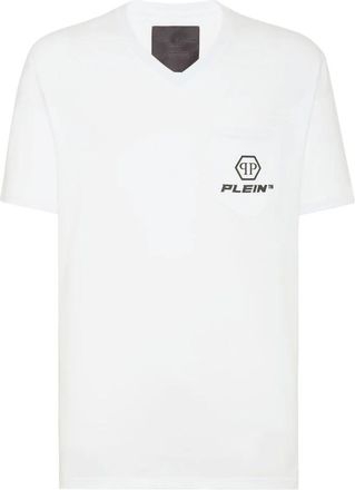 Philipp Plein T-shirt V-Neck SS - Heren - T-shirts - Wit - 2XL - Katoen - Tops