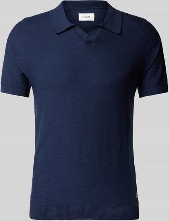s.Oliver Red Label Regular Fit Poloshirt mit Flammgarnstruktur in Dunkelblau, Größe XXL