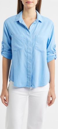 Bella Dahl Split Back Button-Up Shirt in Tidal Blue at Nordstrom, Size X-Small
