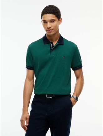 Tommy Hilfiger Mens Regular Fit Tipped Smooth Cotton Polo - Ornamental Green - XXL