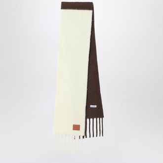Loewe Sciarpa bicolore gialla/marrone in alpaca e lana