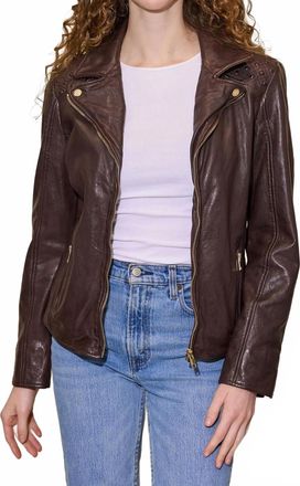Mauritius Chlara Leather Jacket In Dark Brown