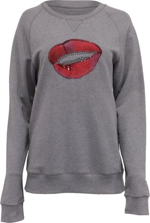 Dries Van Noten Lip Sequin-Embellished Sweatshirt in Grey Cotton