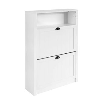 SoBuy Zapatero Con 2 Puertas Abatibles Zapatero Estrecho Organizador Para Zapatos Blanco 80 X 24 X 110 Cm Fsr87-w Sobuy Es