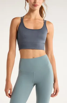Zella Seamless Strappy Sports Bra in Navy Armada at Nordstrom, Size X-Large