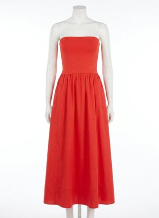 Z Supply Womens Sunsought Strapless Midi Dress In Lychee