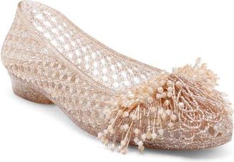 Jeffrey Campbell Whimzy Jelly Flat in Rosegold Glitter Combo at Nordstrom, Size 10