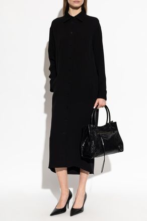 Balenciaga Long Sleeve Dress, Womens, Black