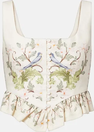 Agua Bendita Eslab&oacute;n printed linen top