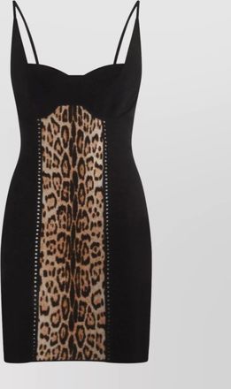 Roberto Cavalli knee length dress with animal print panel