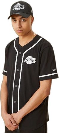 New Era Camiseta noodlijdende logo knop Up tee loslak - Heren - T-shirts - Zwart - S - Tops