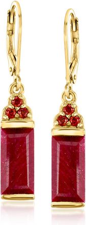 Ross-Simons Ruby and. Garnet Drop Earrings in 18kt Gold Over Sterling