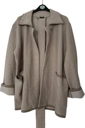 Joseph Beige Wool Tie Belt Cardigan Size M