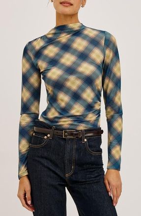 Rails Joelle Plaid Mesh Top in Navy Sage Plaid at Nordstrom, Size Xx-Small