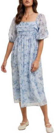 Wishlist Floral Puff Sleeve Maxi Dress in Blue Combo at Nordstrom Rack, Size Medium