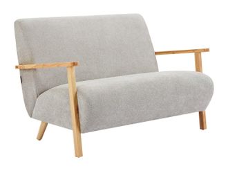 Vente-Unique Sof&aacute; de 2 plazas de tela gris y madera JULOMO