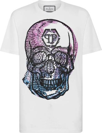 Philipp Plein T-Shirt Ronde Hals Skull - Heren - T-shirts - Wit - 5XL - Katoen - Tops