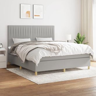 vidaXL Vidaxl - Cama Box Spring Con Colch&oacute;n Tela Gris Claro 180x200 Cm