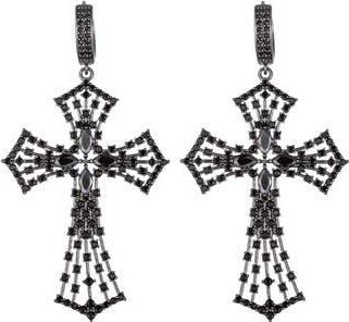 Eye Candy Los Angeles Cubic Zirconia Cross Drop Earrings in Black at Nordstrom Rack