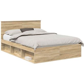 vidaXL Bed Frame with Headboard Sonoma 140 x 200 cm Engineered wood vidaXL