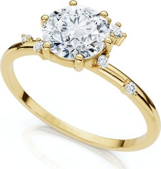 Pompeii3 1Ct Diamond Flame Engagement Ring 14k Gold Lab Grown EF/VS