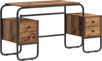 vidaXL Escritorio Con Almacenamiento Madera Envejecida Vidaxl