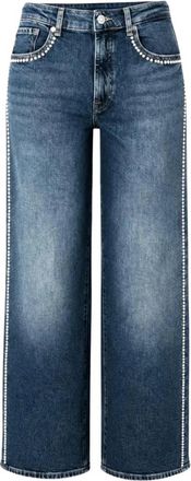 7 For All Mankind Jeans met Studs - Wijde Pijpen - Dames - Loose Fit Jeans - Blauw - W26 - Katoen - Jeans