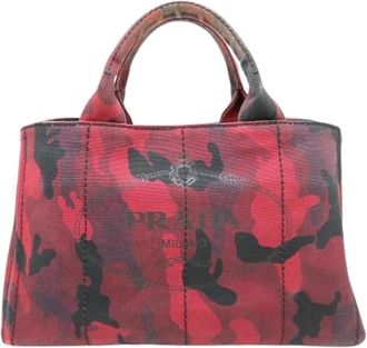 Prada Pre-owned Handbags, female, Red, Size: ONE SIZE Pre-owned Vintage Canvas Handbag
